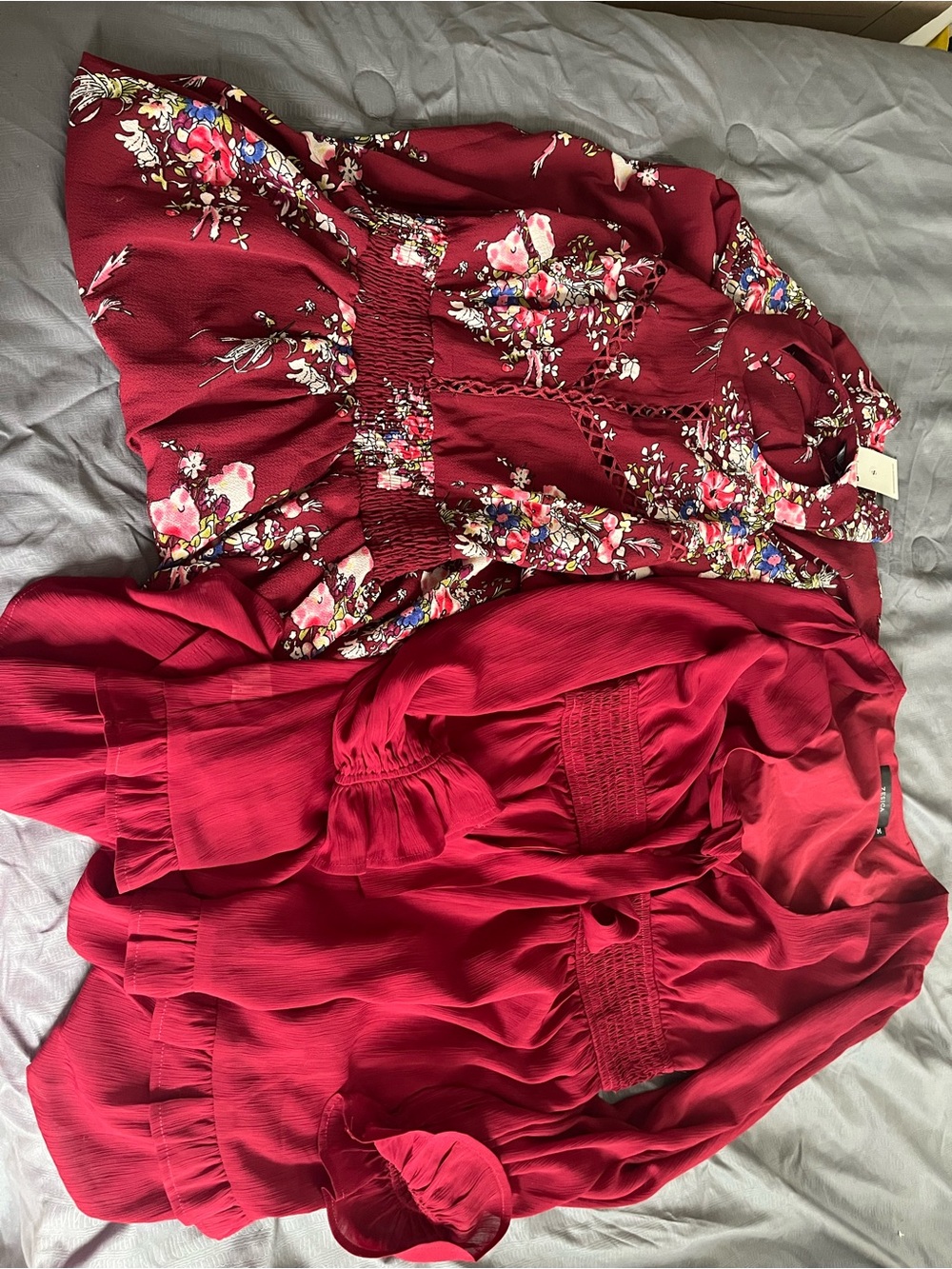 Amazon Women's Maxi Dress Duo - Deep Red & Floral Red